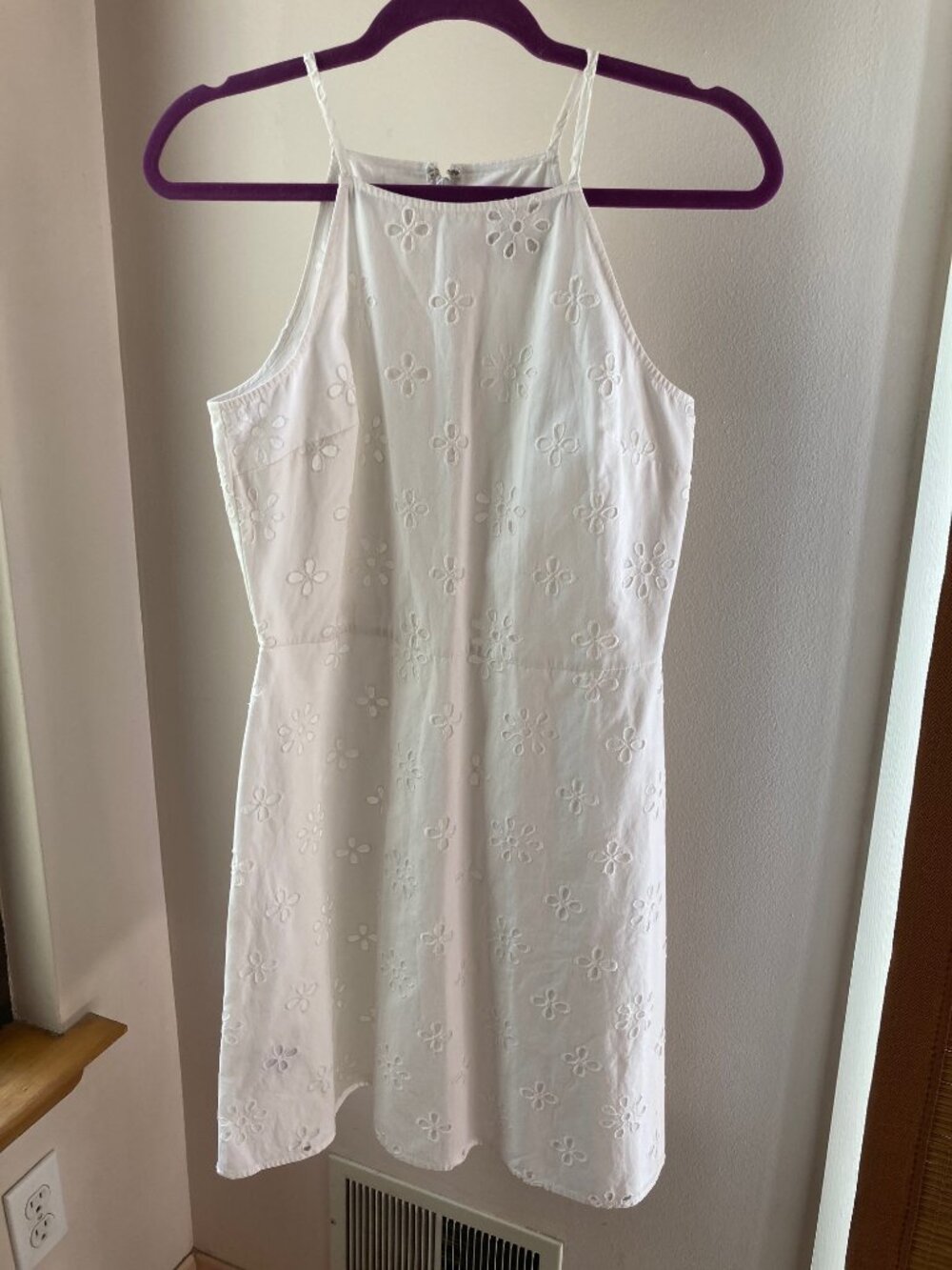 LOFT Spaghetti Strap Shift White Eyelet Dress (Sample)